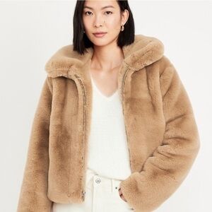 Women's Cozy Tan Faux Fur Jacket